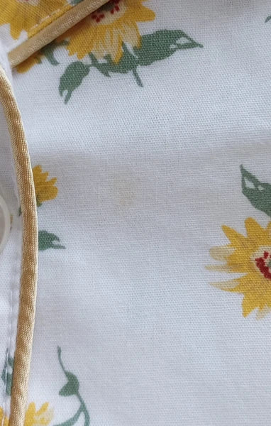 Cuddledown Short Pajama Set, Womens XL Button Top, Yellow Flower and Bee Design