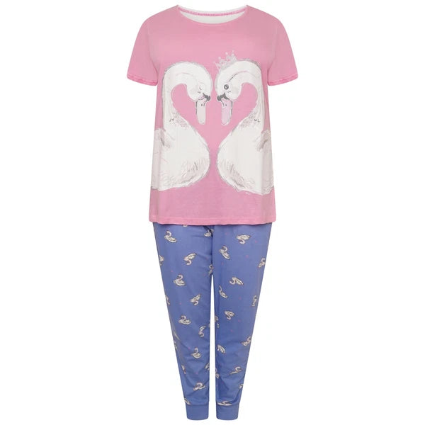 Ladies Ex-Stores Novelty Cute Bear And Panda Print Pyjama Set, Nightwear, PJ's