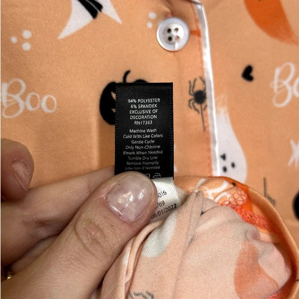 Kensie 2-Piece Women's Halloween Boo Orange Pajamas Set Size XL