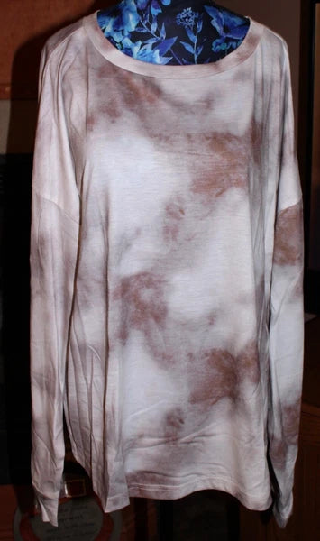 XL NWOT Women's Romantic Hut Salmon Tie Dye Jogger & LS Crew Neck Top Lounge SET