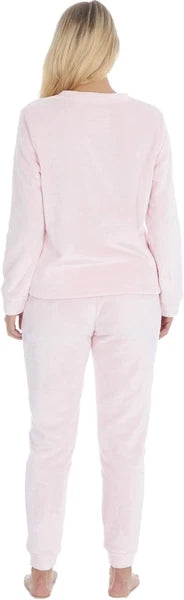 Ladies New Pyjamas Fleece Warm Velour Shimmer Pjs Lounge Set Size 8-22