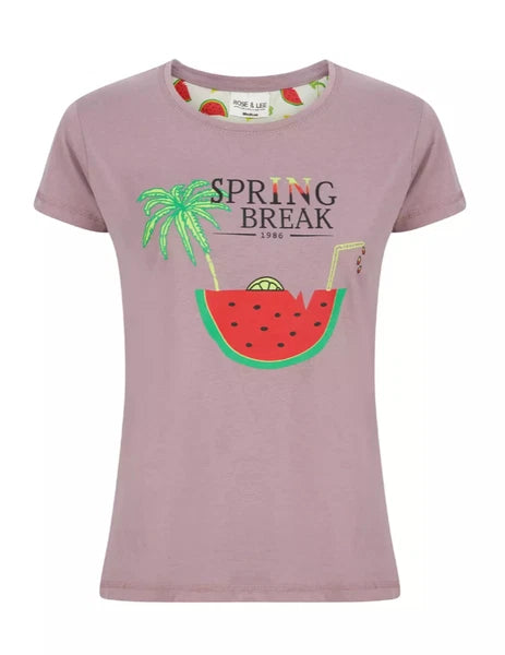 Ladies Pyjama Cotton Blend Printed Crew Neck 2 Piece Set 3 Prints