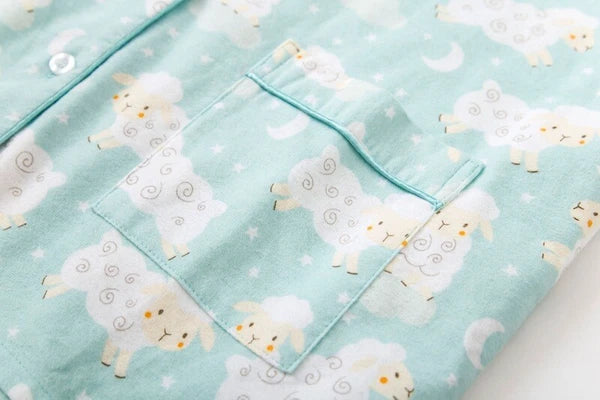 Womens 100% Cotton Pajamas Set Flannel Printed Button Nightwear Loungewear 12-24