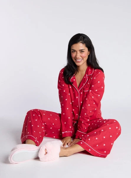 Boux Avenue Pyjama Set Women's Heart Fleece Ladies Cute Nightwear PJ with Bag