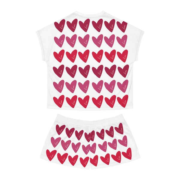 Love Is Everywhere Women's Short Pajama Set (White)