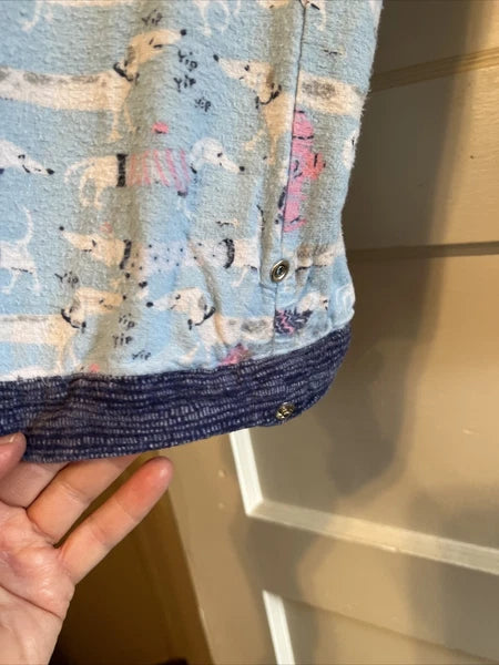 Munki Munki Flannel Pajamas Large Blue Dachshund Weiner Dog Pockets
