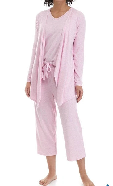 NWT Size Large 3 Piece Womens Pajamas Kim Rogers Intimates Pink Luxurious Feel ￼
