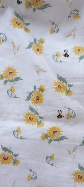 Cuddledown Short Pajama Set, Womens XL Button Top, Yellow Flower and Bee Design