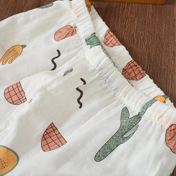 Women Pajamas Set 100% Cotton Printed Sleepwear Casual Nightwear Home Wear