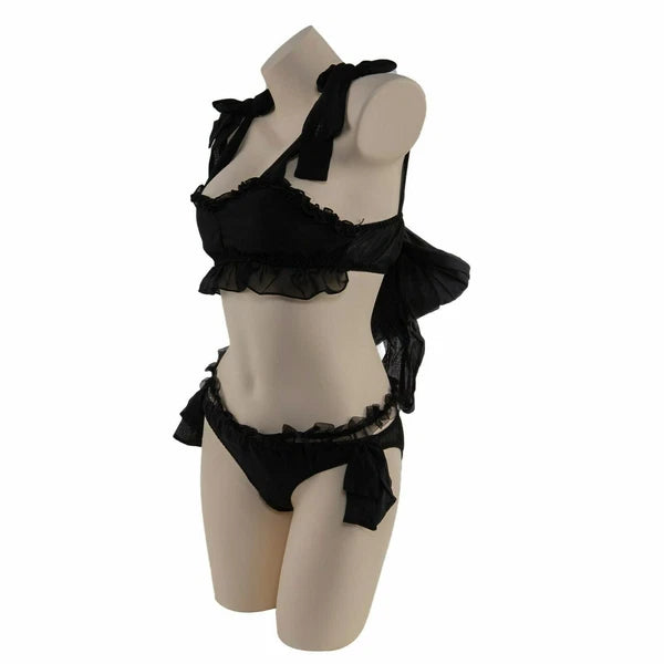 Women Sexy Lingerie Set Lolita Sleepwear Pajama Kawaii Maid Ruffle Suit