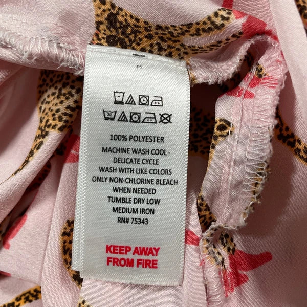 Bouffants Broken Hearts Pajama Set Women Large Pink Cheetah Novelty Sleep Lounge