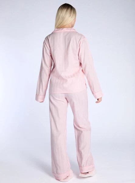 Boux Avenue Pyjama Set Women's Soft Tonal Stripe Cotton Pants Top Sleepwear