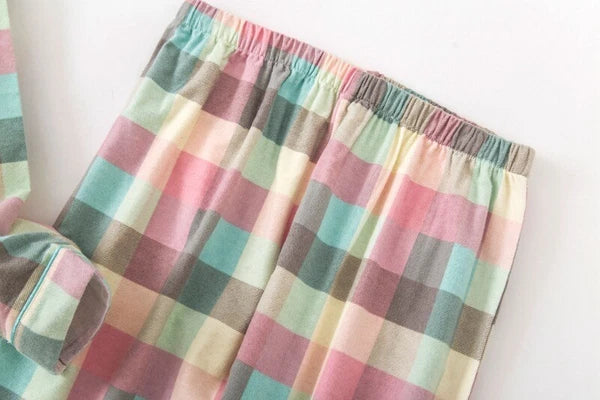 Womens 100% Cotton Pajamas Set Flannel Printed Button Nightwear Loungewear 12-24