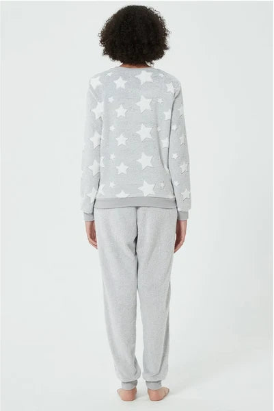 Ladies STAR SUPERSOFT FLEECE PYJAMAS Twosie Cosy Snuggle PJ SET UK 20-26