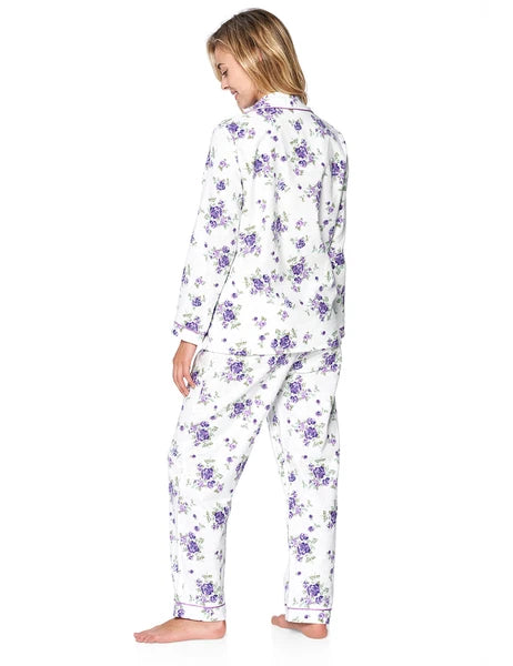 Casual Nights Women's Flannel Long Sleeve Button Down Pajama Set