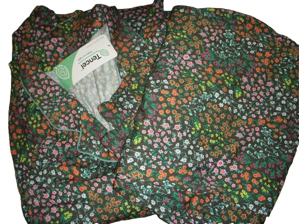 NWT $87 LANDS END Womens Comfort Knit Pajama Set Top Pants FLORAL 1X PLUS