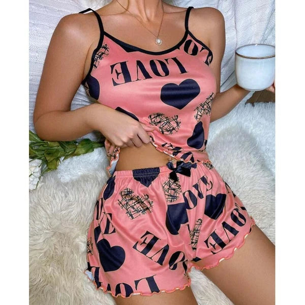 Women Silk Satin Pajamas Set Sexy-Lingerie Sleepwear Babydoll Lace Nightwear Pjs