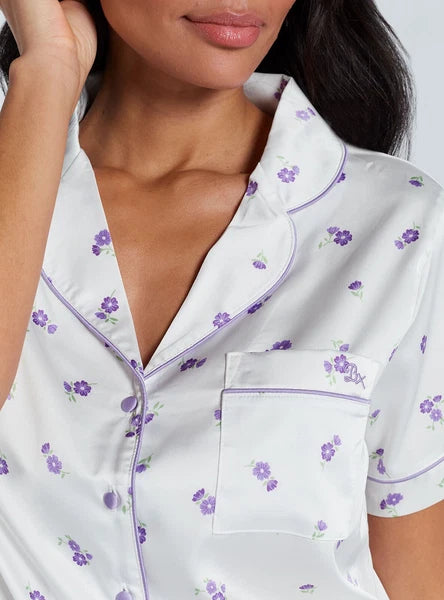 Boux Avenue Pyjama Set Women's Soft Comfy Luxe Satin Floral Shorts Top Sleepwear