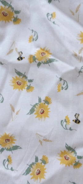 Cuddledown Short Pajama Set, Womens XL Button Top, Yellow Flower and Bee Design