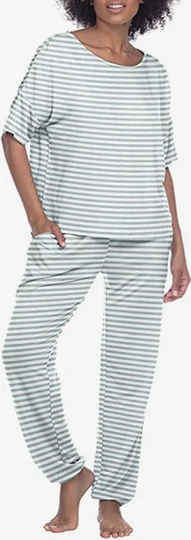 Honeydew Women's Striped Pattern 2 Piece Pajama Set [Chilled, Small].