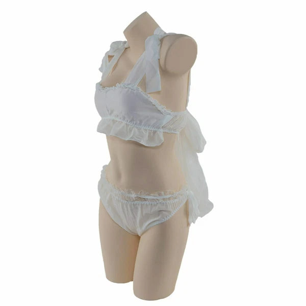 Women Sexy Lingerie Set Lolita Sleepwear Pajama Kawaii Maid Ruffle Suit