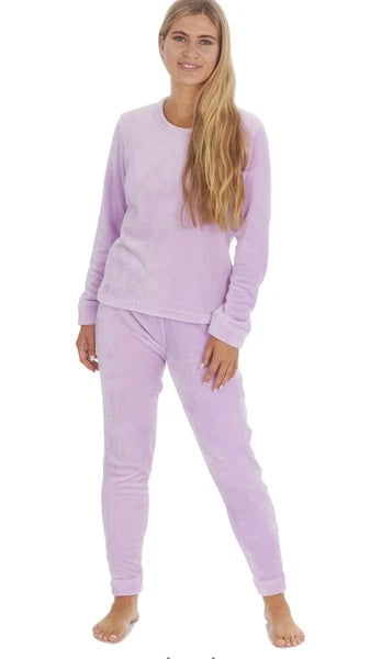 Ladies New Pyjamas Fleece Warm Velour Shimmer Pjs Lounge Set Size 8-22