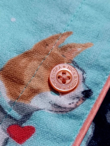 Nick&Nora Flannel Sleepwear Cotton Pajama Set Puppy Eyes Dog Print Relaxed M