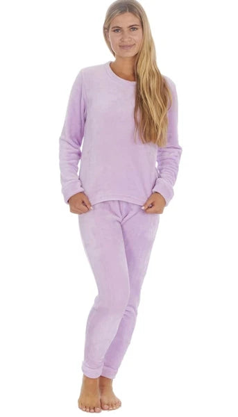 Ladies New Pyjamas Fleece Warm Velour Shimmer Pjs Lounge Set Size 8-22