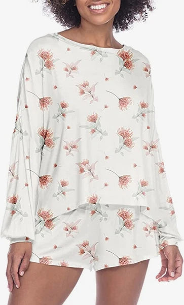 Honeydew Women's Floral Pattern 2 Piece Pajama Set , Ivory, Medium