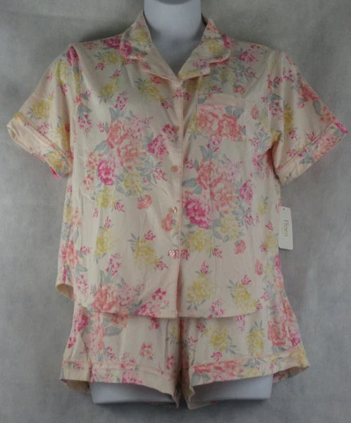 Flora by Flora Nikrooz Women's 2-Piece Shorty Pajama Set, Multi Floral, Large