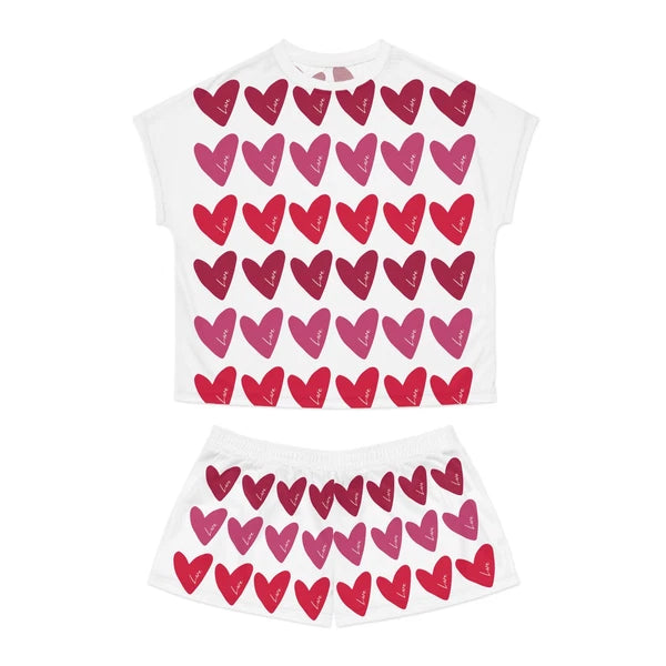 Love Is Everywhere Women's Short Pajama Set (White)
