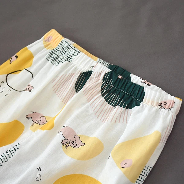 Women Pajamas Set 100% Cotton Printed Sleepwear Casual Nightwear Home Wear