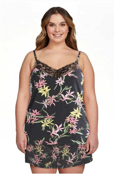 JOYSPUN Women’s XS Knit Cami & Shorts Pajama Set w/Lace Trim • Spring Floral